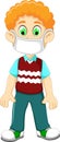 Cute Boy cartoon wearing breath mask for protect a respiratory disease