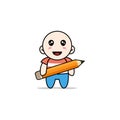 Cute boy character holding a big pencil Royalty Free Stock Photo
