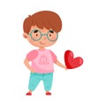 Cute Boy Character Holding Love Heart Vector Illustration Royalty Free Stock Photo