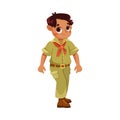 Cute Boy Character in Safari Outfit Standing and Smiling Vector Illustration