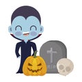 cute boy disguised of vampire with icons halloween Royalty Free Stock Photo