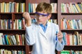 Cute boy doing biochemistry research in chemistry Royalty Free Stock Photo