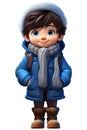 Cute Boy Dressed in Winter Clothes Happy Cartoon Character Royalty Free Stock Photo