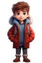 Cute Boy Dressed in Winter Clothes Happy Cartoon Character Royalty Free Stock Photo