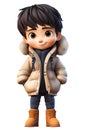 Cute Boy Dressed in Winter Clothes Happy Cartoon Character Royalty Free Stock Photo