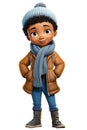 Cute Boy Dressed in Winter Clothes Happy Cartoon Character Royalty Free Stock Photo