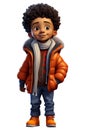 Cute Boy Dressed in Winter Clothes Happy Cartoon Character Royalty Free Stock Photo