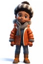 Cute Boy Dressed in Winter Clothes Happy Cartoon Character Royalty Free Stock Photo