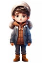 Cute Boy Dressed in Winter Clothes Happy Cartoon Character Royalty Free Stock Photo