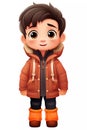 Cute Boy Dressed in Winter Clothes Happy Cartoon Character Royalty Free Stock Photo