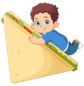 A cute boy eating a big sandwich Royalty Free Stock Photo