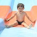 Cute  Boy Enjoying Water Park Royalty Free Stock Photo