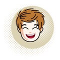 Cute boy face, human head. Vector redhead character, positive to