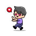 cute boy falling love cartoon icon illustration Royalty Free Stock Photo