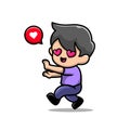 cute boy falling love cartoon icon illustration