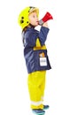 Cute boy in fireman costume Royalty Free Stock Photo