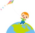 A cute boy flying a kite Royalty Free Stock Photo