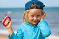 Cute boy flying kite Royalty Free Stock Photo