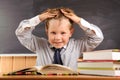 Cute boy fooling at the lesson Royalty Free Stock Photo