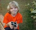 Cute boy gardening