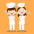Cute Boy and Girl cooking in the kitchen. happy little chef kids Royalty Free Stock Photo