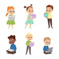 Cute Boy and Girl Nerd in Glasses as Little Genius Vector Set Royalty Free Stock Photo