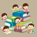 Cute boy and Girl reading book Royalty Free Stock Photo