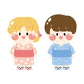 Cute boy and girl wear yukata japanese dress