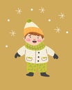 cute boy on golden background - card or invitation
