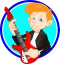 Cute boy guitar player Royalty Free Stock Photo