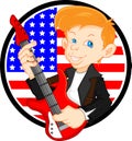 Cute boy guitar player Royalty Free Stock Photo