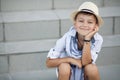 Cute boy happy kid outdoors