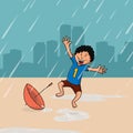 Cute boy for Happy Monsoon Season. Royalty Free Stock Photo