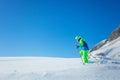 Cute boy in hiking school enjoying virgin snow Royalty Free Stock Photo