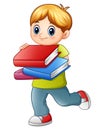 Cute boy holding book isolated on white background Royalty Free Stock Photo