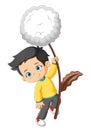 The cute boy is holding the dandelion flowers Royalty Free Stock Photo