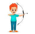 Cute boy kid playing archery