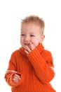 Cute boy a little shy Royalty Free Stock Photo