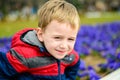 Cute boy outdoor at a spring time Royalty Free Stock Photo