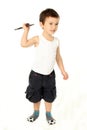 Cute boy playing batminton Royalty Free Stock Photo