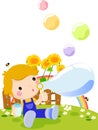 Cute boy playing bubbles Royalty Free Stock Photo