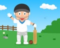Cute Boy Playing Cricket in the Park