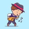 Cute Boy Playing Saxophone Cartoon Vector Icon Illustration Royalty Free Stock Photo