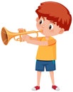 Cute boy playing trumpet Royalty Free Stock Photo