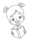 Cute boy reading book for coloring book Royalty Free Stock Photo