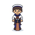 Cute boy with ship sailor costume mascot design