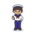 Cute boy with ship sailor costume mascot design