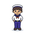 Cute boy with ship sailor costume mascot design