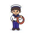 Cute boy with ship sailor costume mascot design