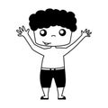 Cute boy shirtless drawing icon